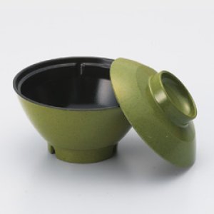 画像2: 飯椀（メラミン製）抹茶内黒 (2)