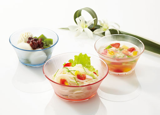 ガラス調食器スプラッシュ盛りつけ例